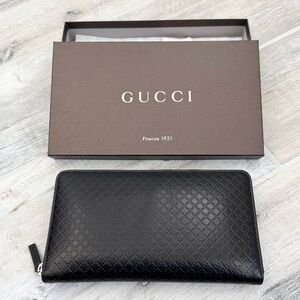 Gucci Black Brown Diamante Print Leather XL Organizer Wallet